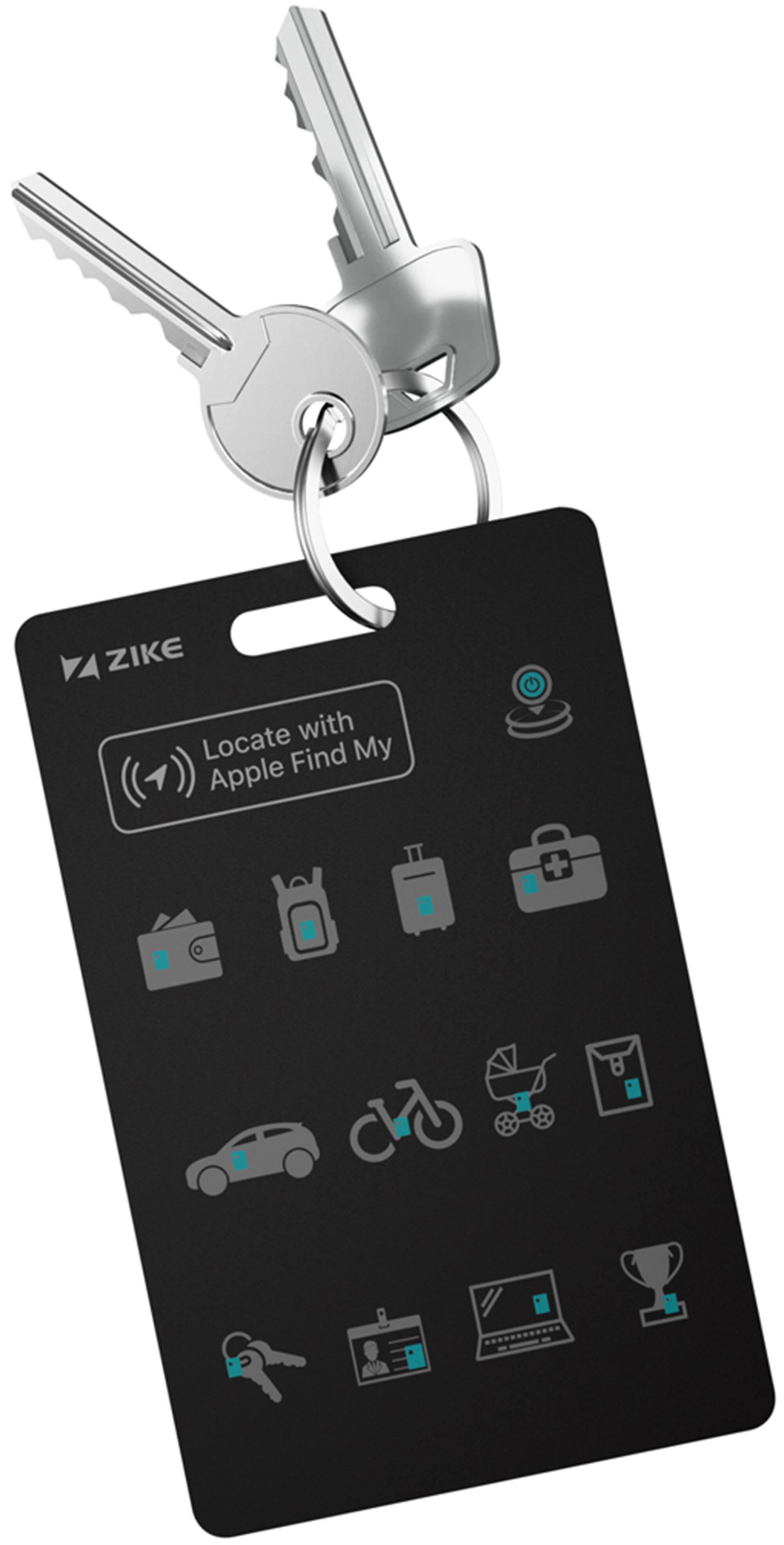 The text on the image reads "ZIKE Locate with Find My Apple +".