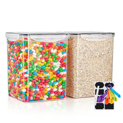 Front. Sorbus - Sorbus Airtight (5qt/170oz) Food Storage Containers with Lids, Labels & Marker -Store Baking Supplies, Sugar - Clear Two Pack.