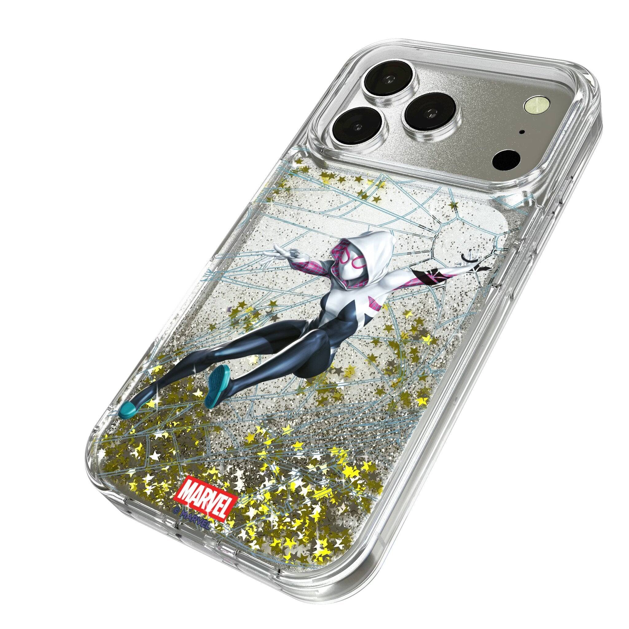 Angle. Keyscaper - Marvel MechLine Glitter Phone Case - Apple iPhone 17 Pro Max - Spider-Gwen.