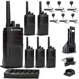 3DR - Motorola Charger + 6 x Motorola RMV2080 2Way Radio + HKLN4606 Speaker Mic + More - Black