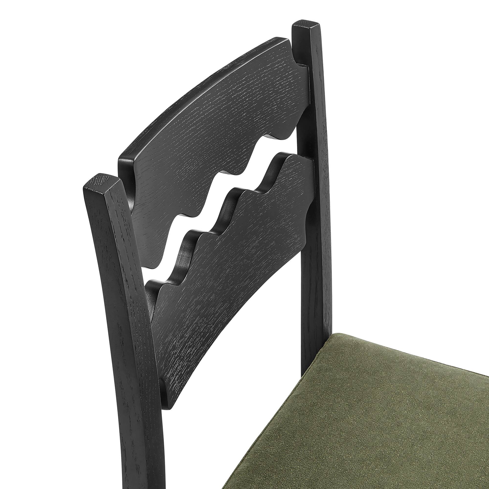 Alt View 6. Modway - Jax Oak Wood Bar Stool With Wavy Razor Back and Cushion by Modway - Black Sage.