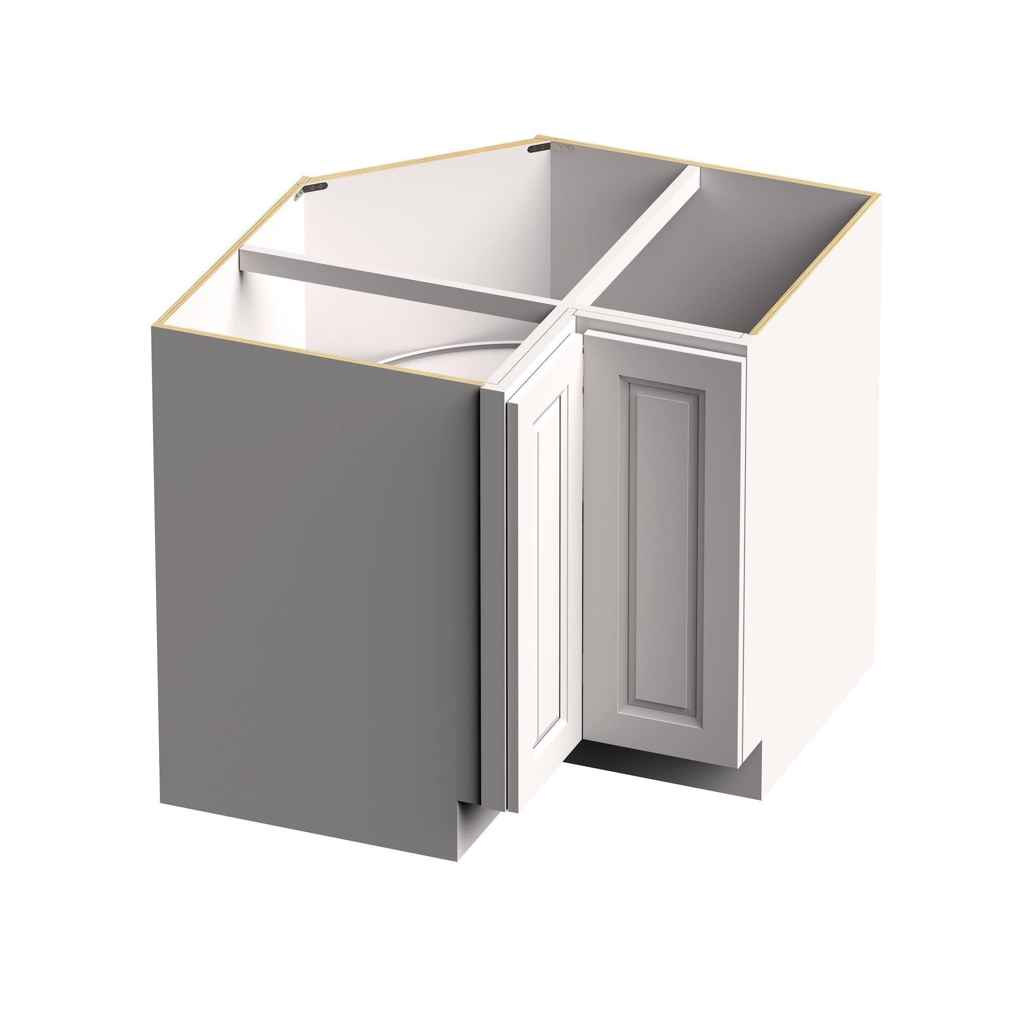 Angle. Boyel Living - 36-in W x 34.5-in H x 24-in D Shaker Lazy Susan Corner Kitchen Base Cabinet with Soft-Close Door - Glacier White.