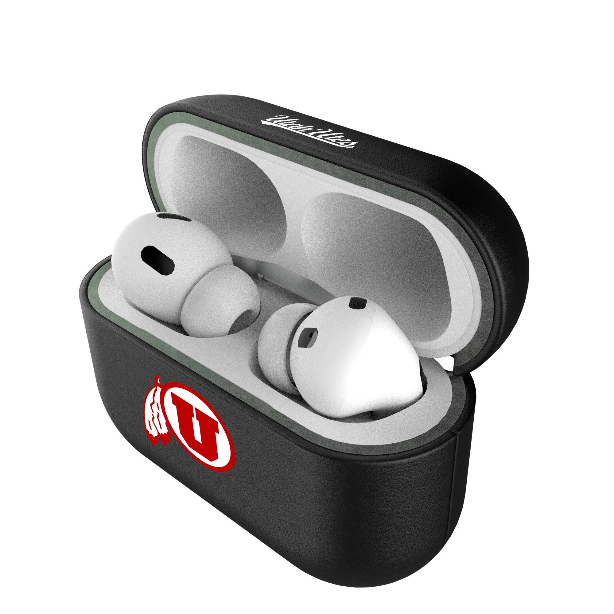 Alt View 3. Keyscaper - Utah Utes Utah Utes Insignia 1st Gen AirPods Pro Case Cover - Black.
