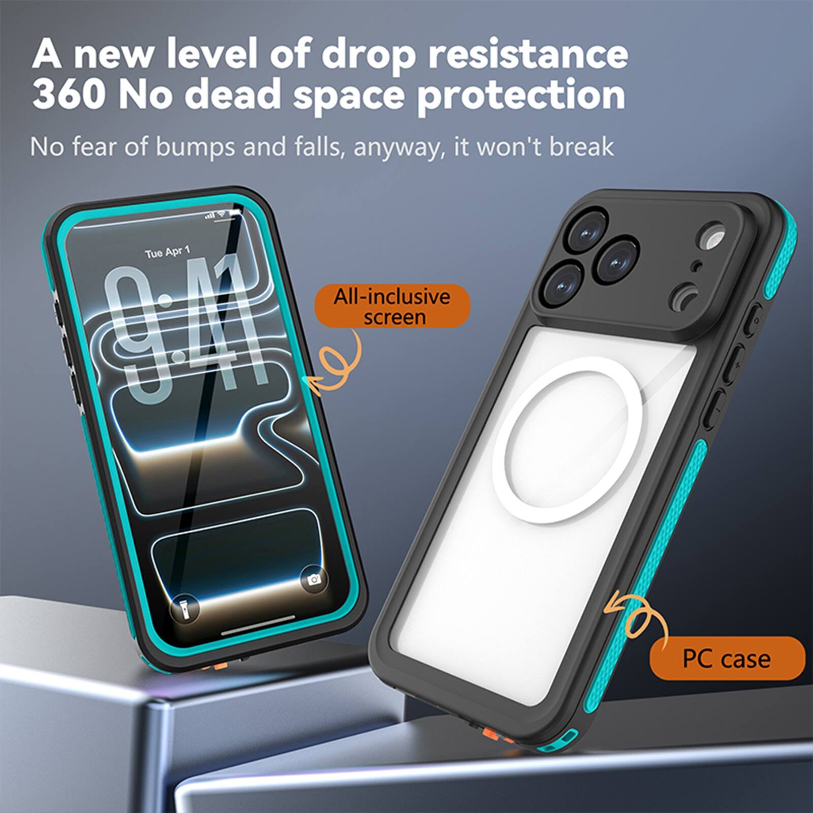 A new level of drop resistance  
360 No dead space protection  
No fear of bumps and falls, anyway, it won't break  

All-inclusive screen  
PC case