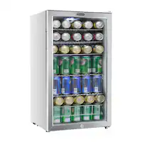 Whynter - 120-Can Beverage Refrigerator - White Cabinet/Stainless Steel Trim - Front_Zoom