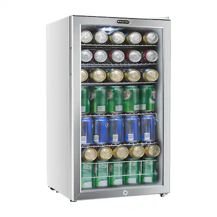 Front. Whynter - 120-Can Beverage Refrigerator - White Cabinet/Stainless Steel Trim.