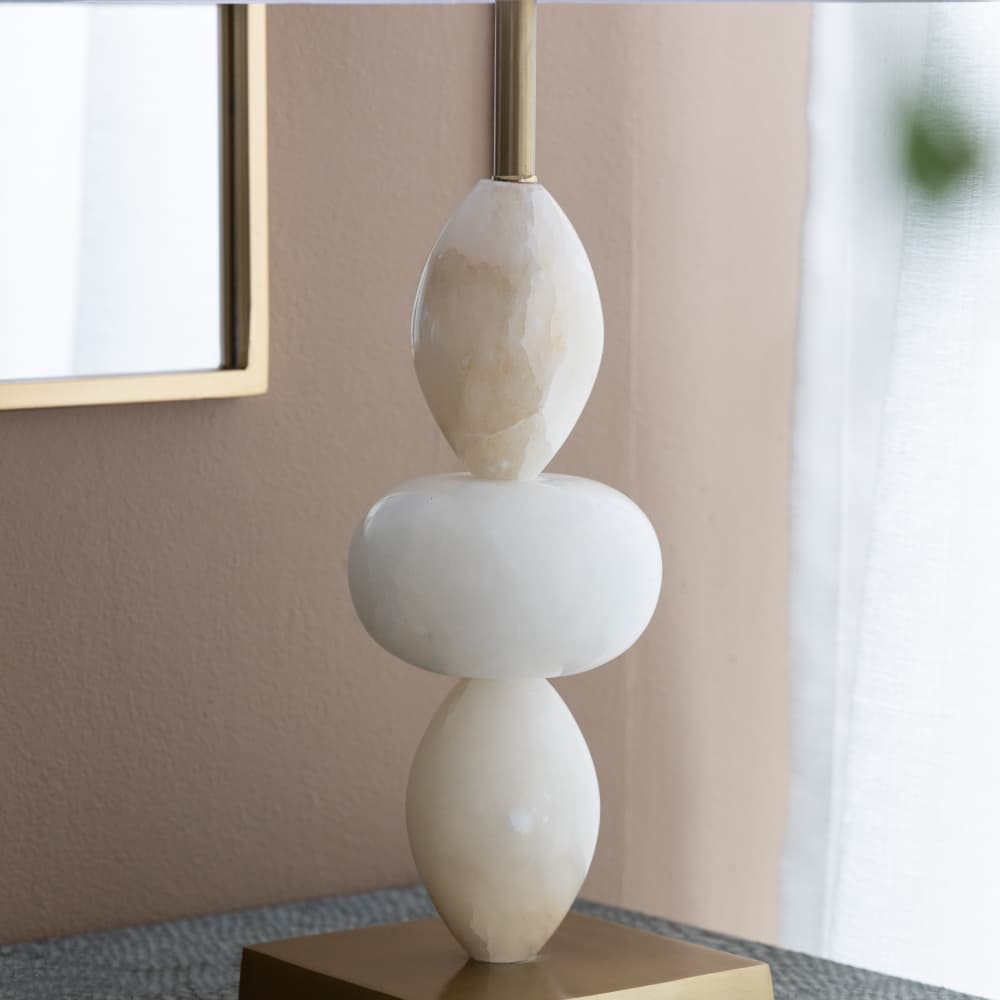 Alt View 10. Luckbyte - 14x26.3 Inch White Gold Three Tiered Round Table Lamp With Drum Shade Assembly Required.