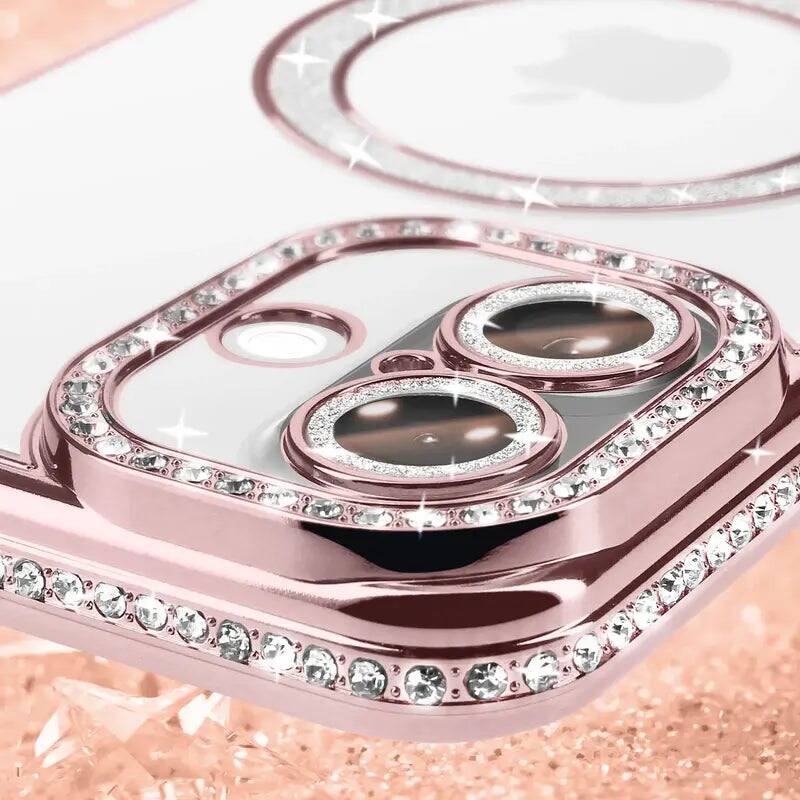 Back. Entronix - Entronix [Magnetic] Case for iPhone 17 - [Clear Back] Luxury Diamonds - Gold.