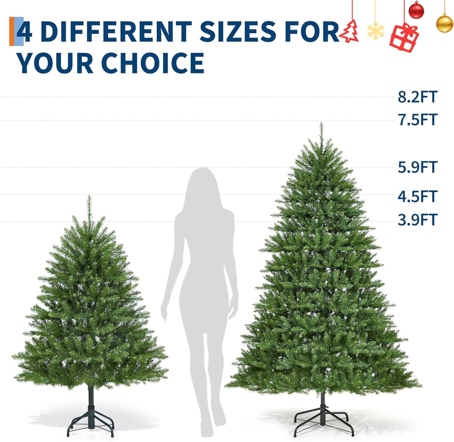 4 Different Sizes for Your Choice

8.2FT  
7.5FT  
5.9FT  
4.5FT  
3.9FT