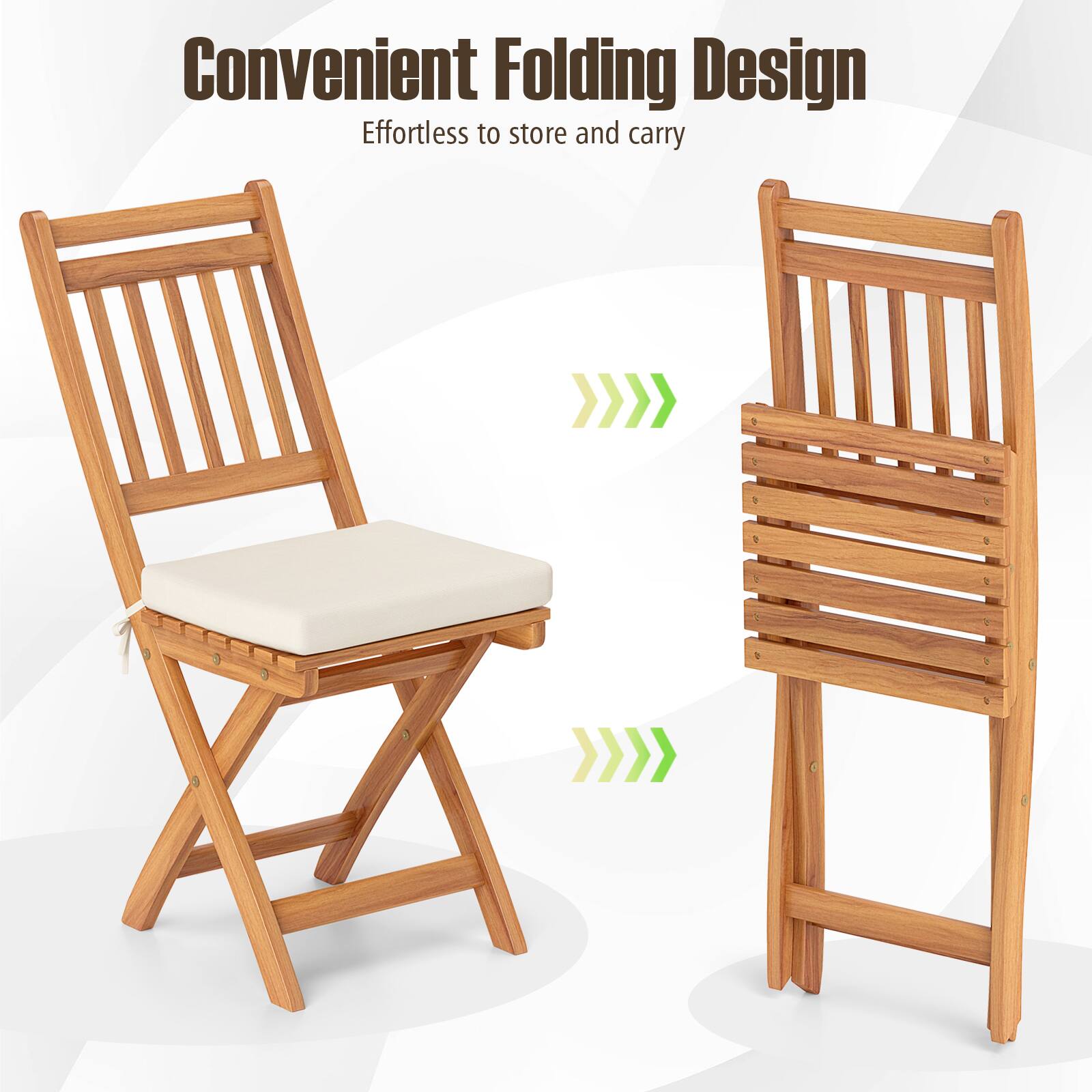 Convenient Folding Design  
Effortless to store and carry
