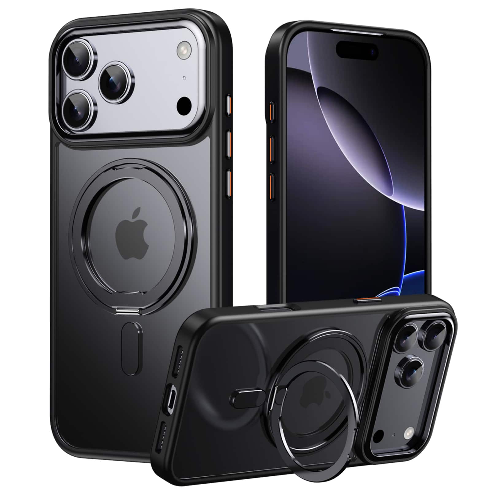 UUCOVER - For Apple iPhone 17 Pro Max Frosted Case with Rotatable Magnetic Ring Stand MagSafe Compatible Matte Shockproof Cover - Black price history on PriceWatchPro