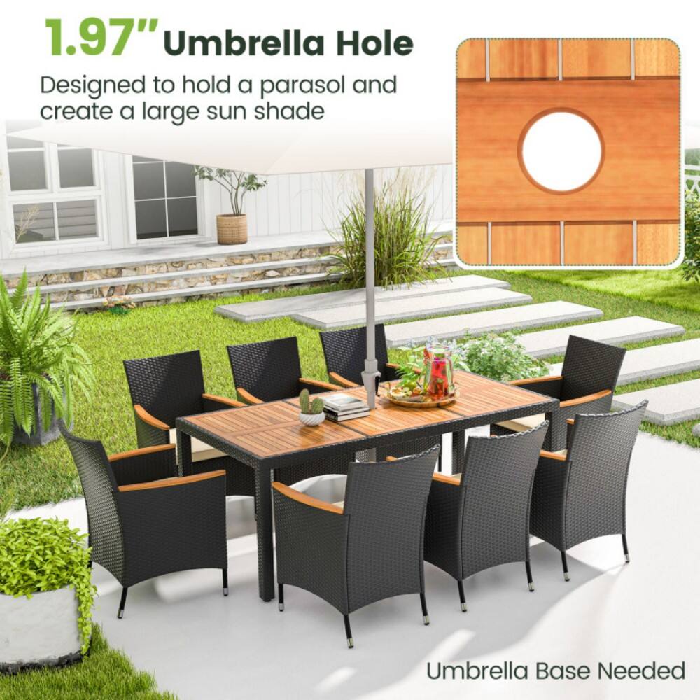 1.97" Umbrella Hole  
Designed to hold a parasol and create a large sun shade  

Umbrella Base Needed