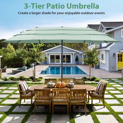 large patio table umbrellas PURPLE LEAF Round Tiltable Porch Umbrella Poolside 8' Round / Light Grey 55.9 x 18.31x6.5inch Package include Beautiful Patio Umbrellas | PatioLiving