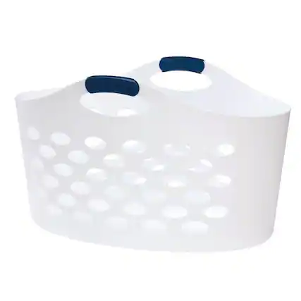 Front. RubberMaid - Rubbermaid 1.5 Capacity Flex N Carry Portable Flexible Laundry Basket, White - White.