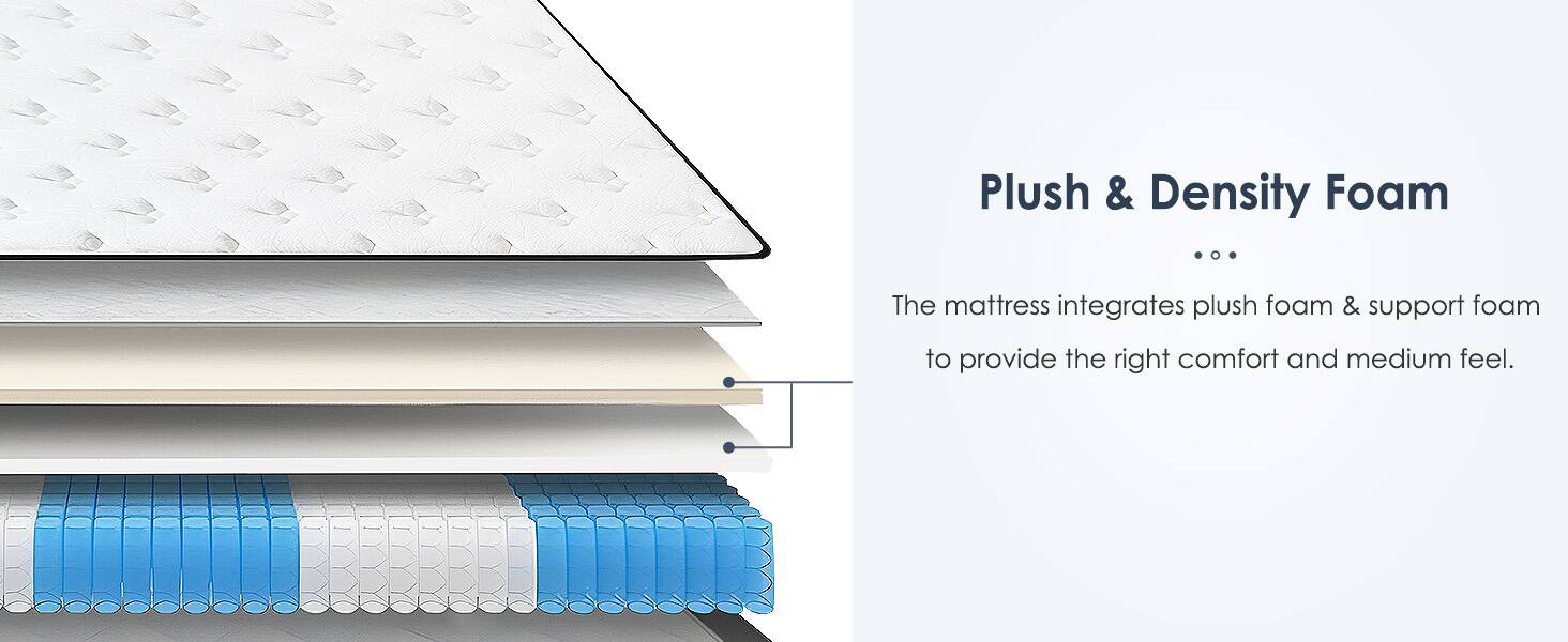 Plush & Density Foam

The mattress integrates plush foam & support foam to provide the right comfort and medium feel.