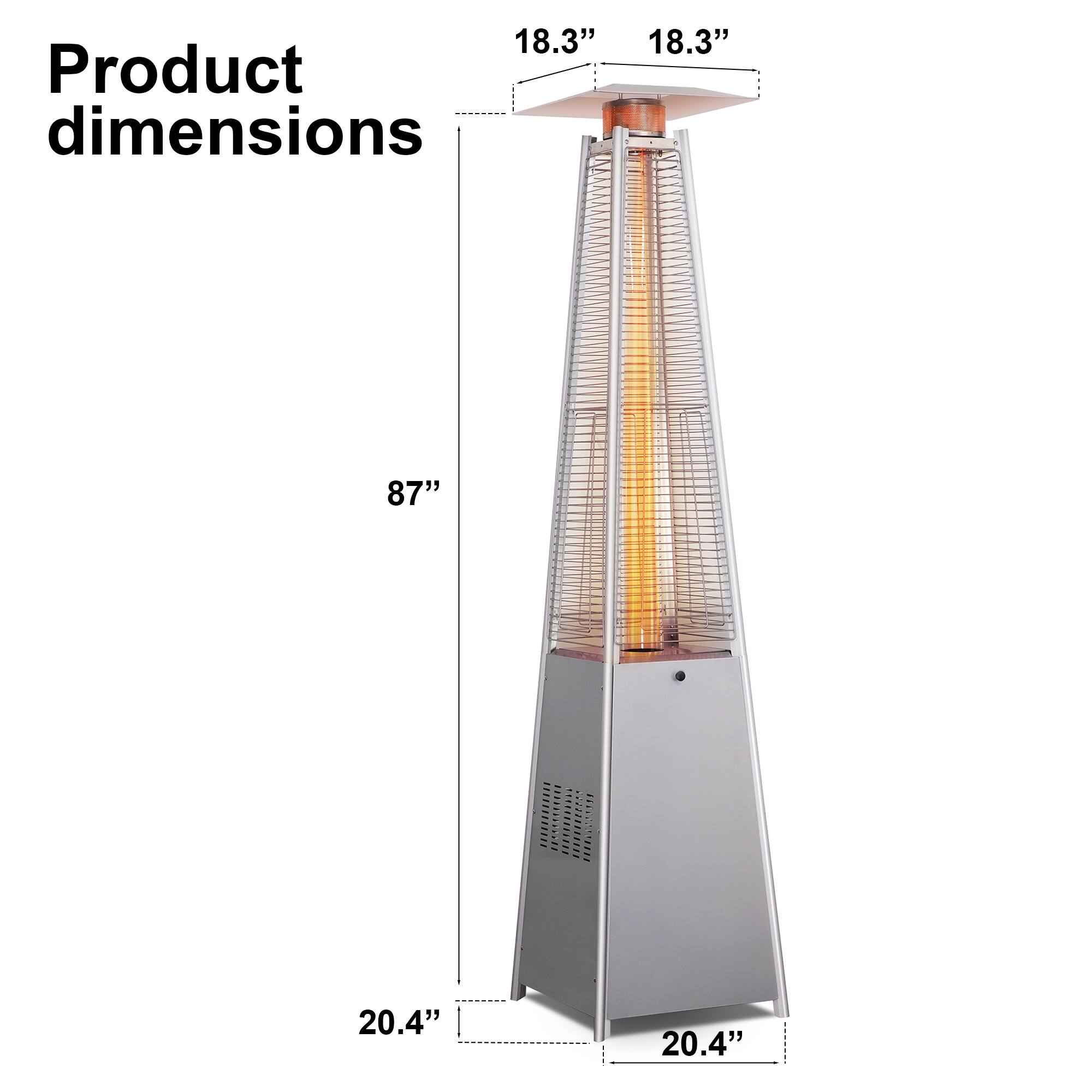 18.3" x 18.3" x 87" x 20.4" x 20.4"