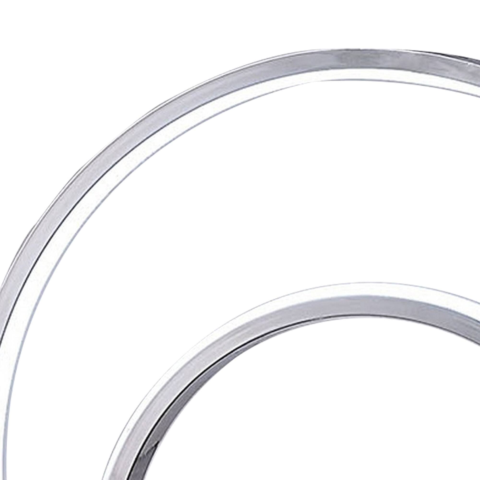 Angle. Manhattan Lane - 14 Inch Table Lamp, Modern Ring LED Light, Round Metal Base - Chrome, Silver.