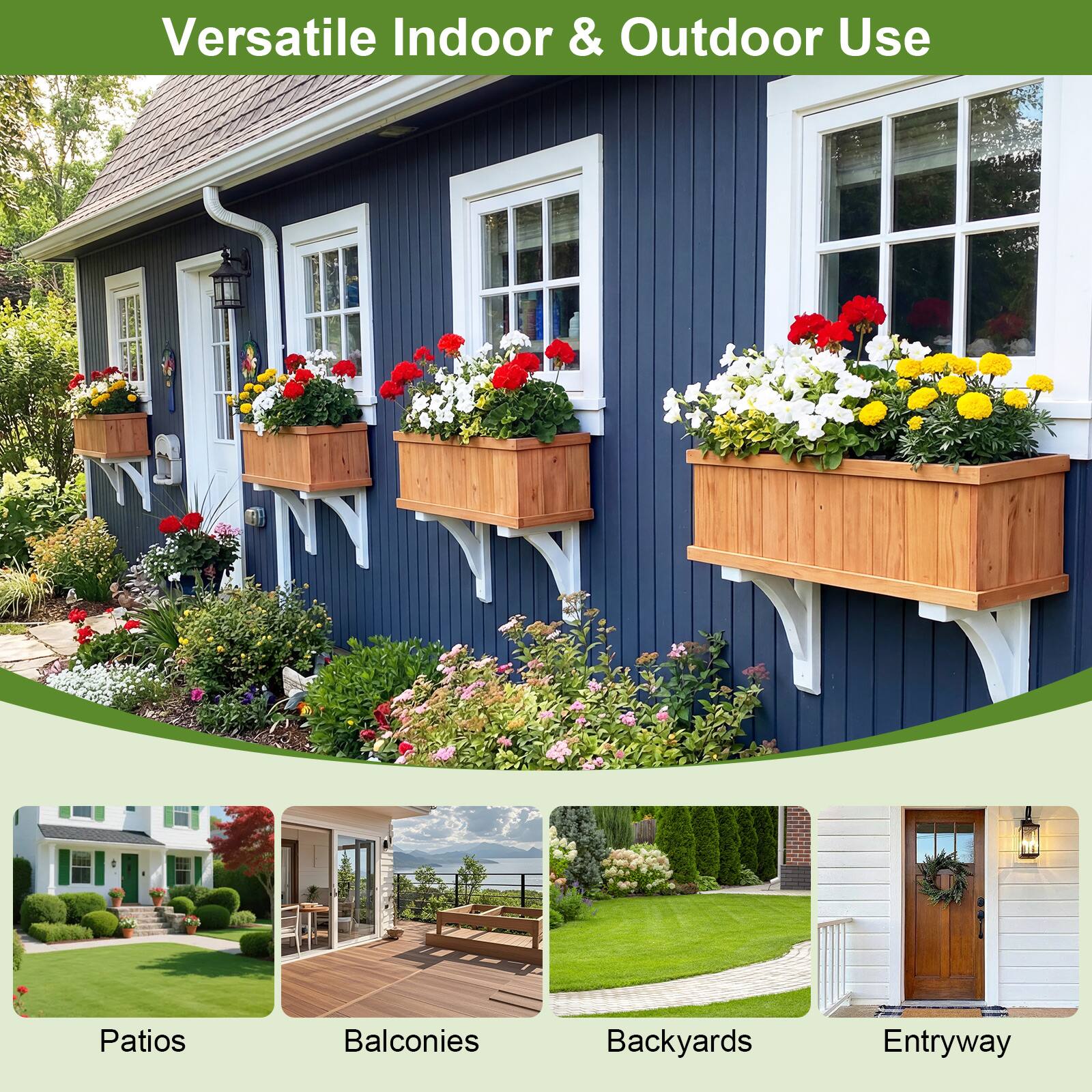 Versatile Indoor & Outdoor Use

- Patios
- Balconies
- Backyards
- Entryway