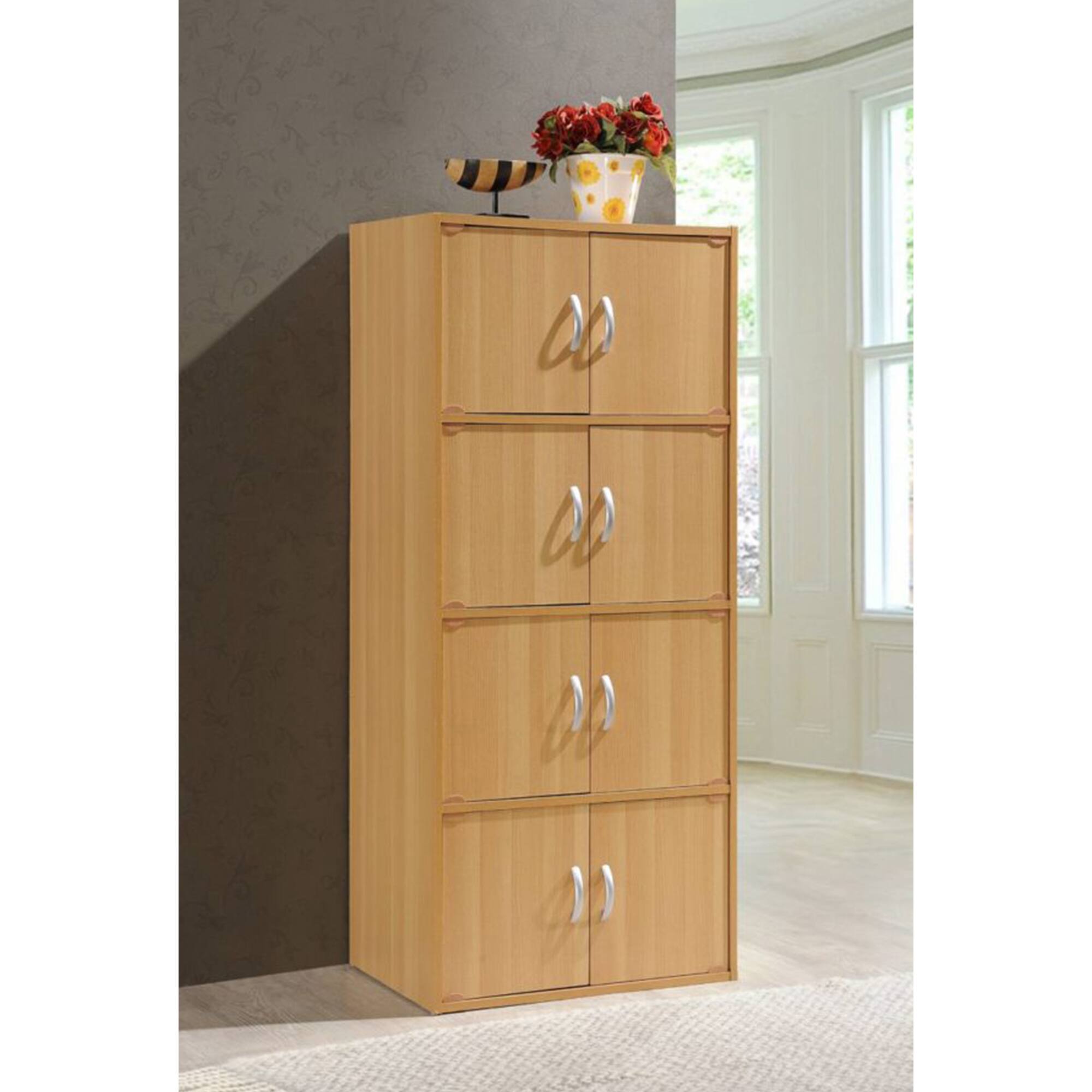 Alt View 1. Hodedah - Hodedah 8 Door Enclosed Multipurpose Storage Cabinet for Home and Office, Beech - Beech.