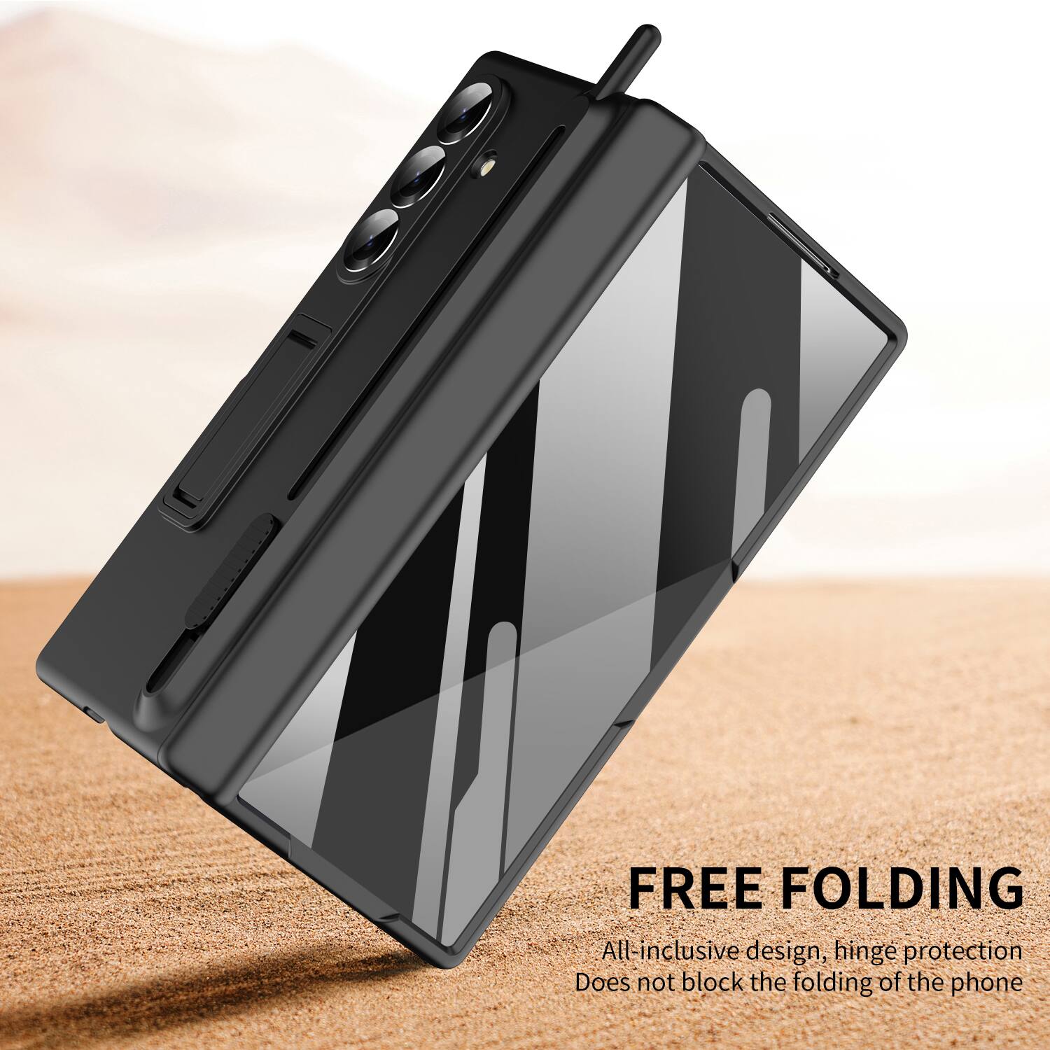 FREE FOLDING  
All-inclusive design, hinge protection  
Does not block the folding of the phone