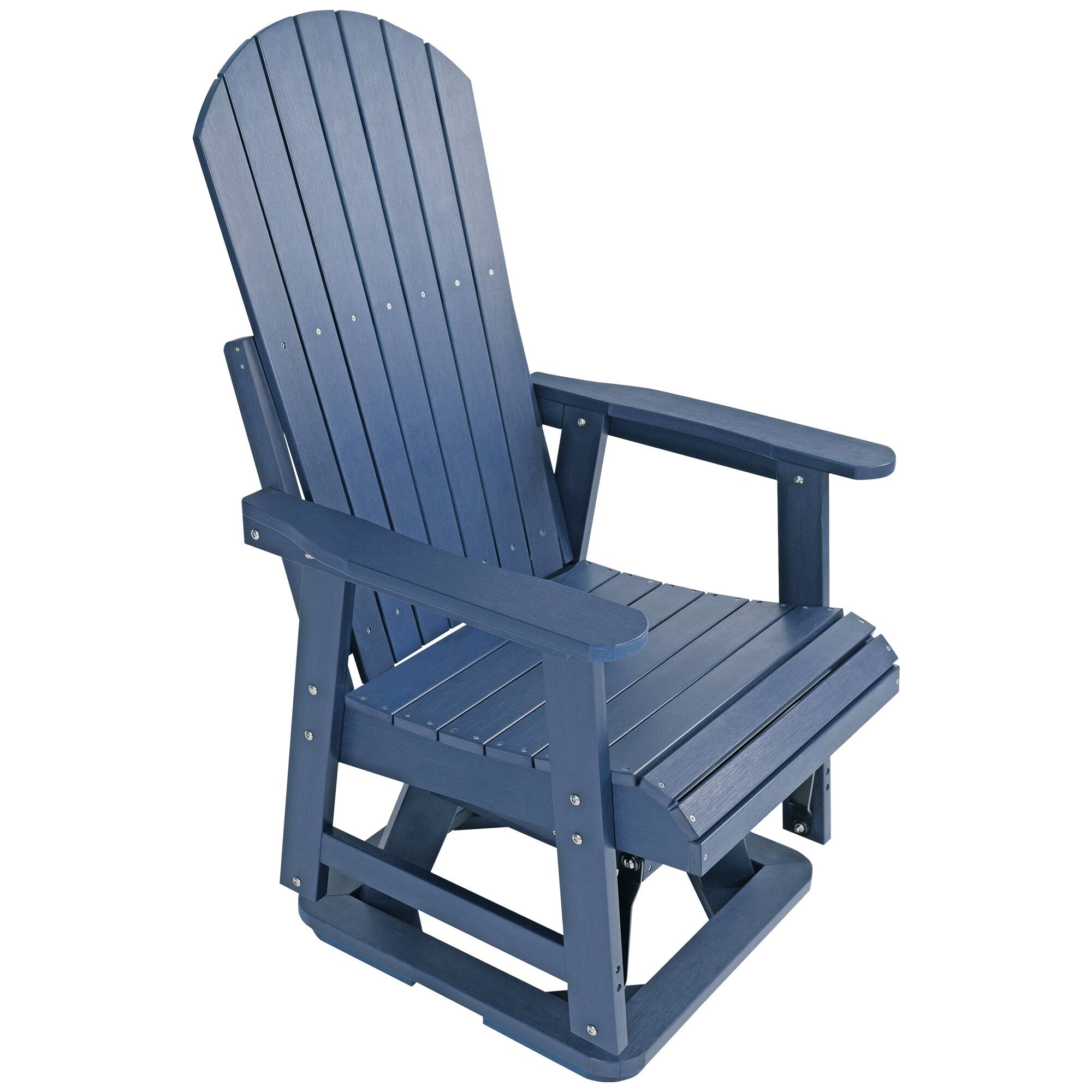 Alt View 8. Fortune Candy - HIPS Swivel Patio Glider, Poly Lumber Weather Resistant Outdoor Chair, for Patio, Porch, Yard - Navy Blue.