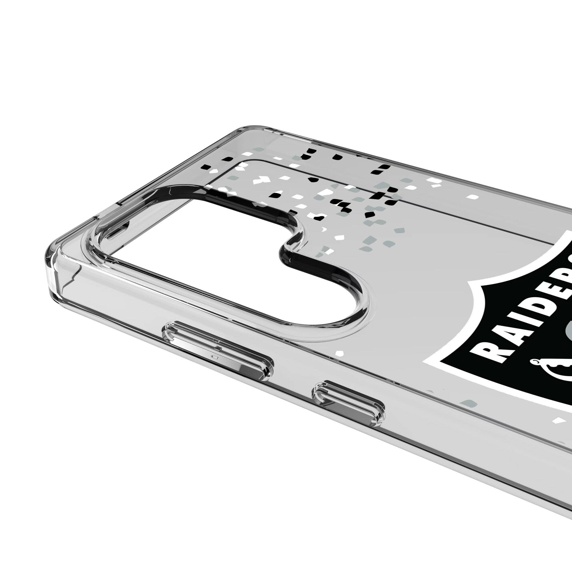 Alt View 2. Keyscaper - Las Vegas Raiders Galaxy Clear Case with Confetti Design - S22 Plus - Multicolor.