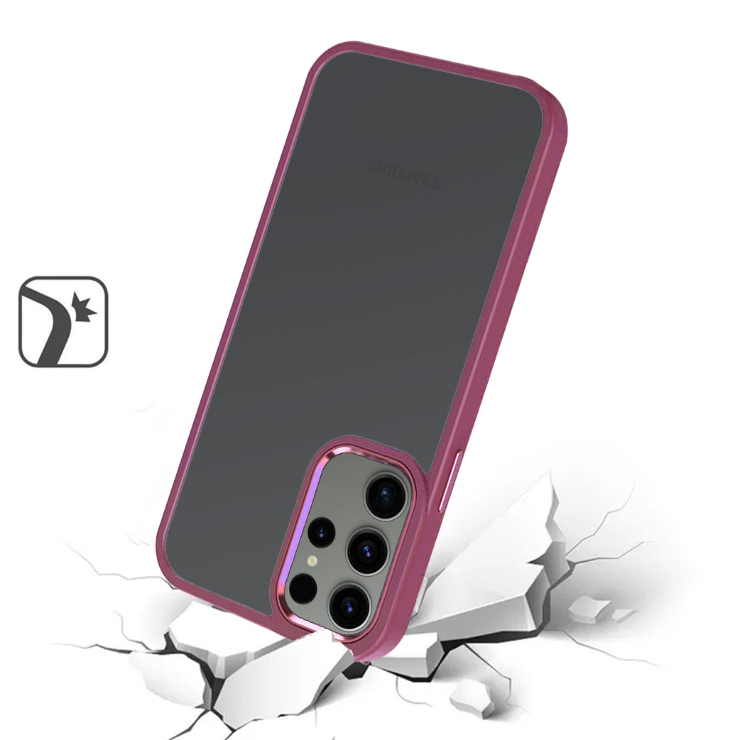 Left. Kitcheniva - Protective Phone Cover With Metallic Buttons For Samsung Galaxy S24+ Burgundy - Burgundy.