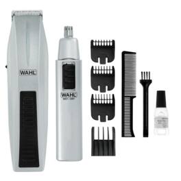 Wahl - Battery Operated Beard and Nose-Hair Trimmer Mens Grooming 9-Piece Combo - Silver