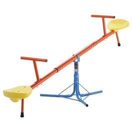 VEVOR - Kids Seesaw, 100 lbs Load Capacity per Seat, Sit and Spin Teeter Totter with 3-prong Support Legs - Orange, yellow, blue