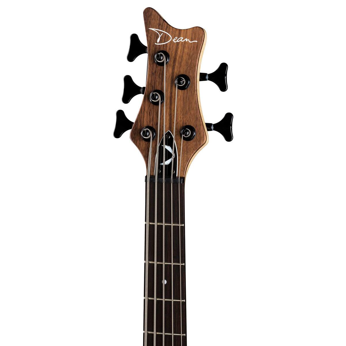 Alt View 3. Dean Guitars - Dean Guitars Edge Pro 5-String Electric Bass Guitar, Ebony Fretboard, Walnut Satin Natural.