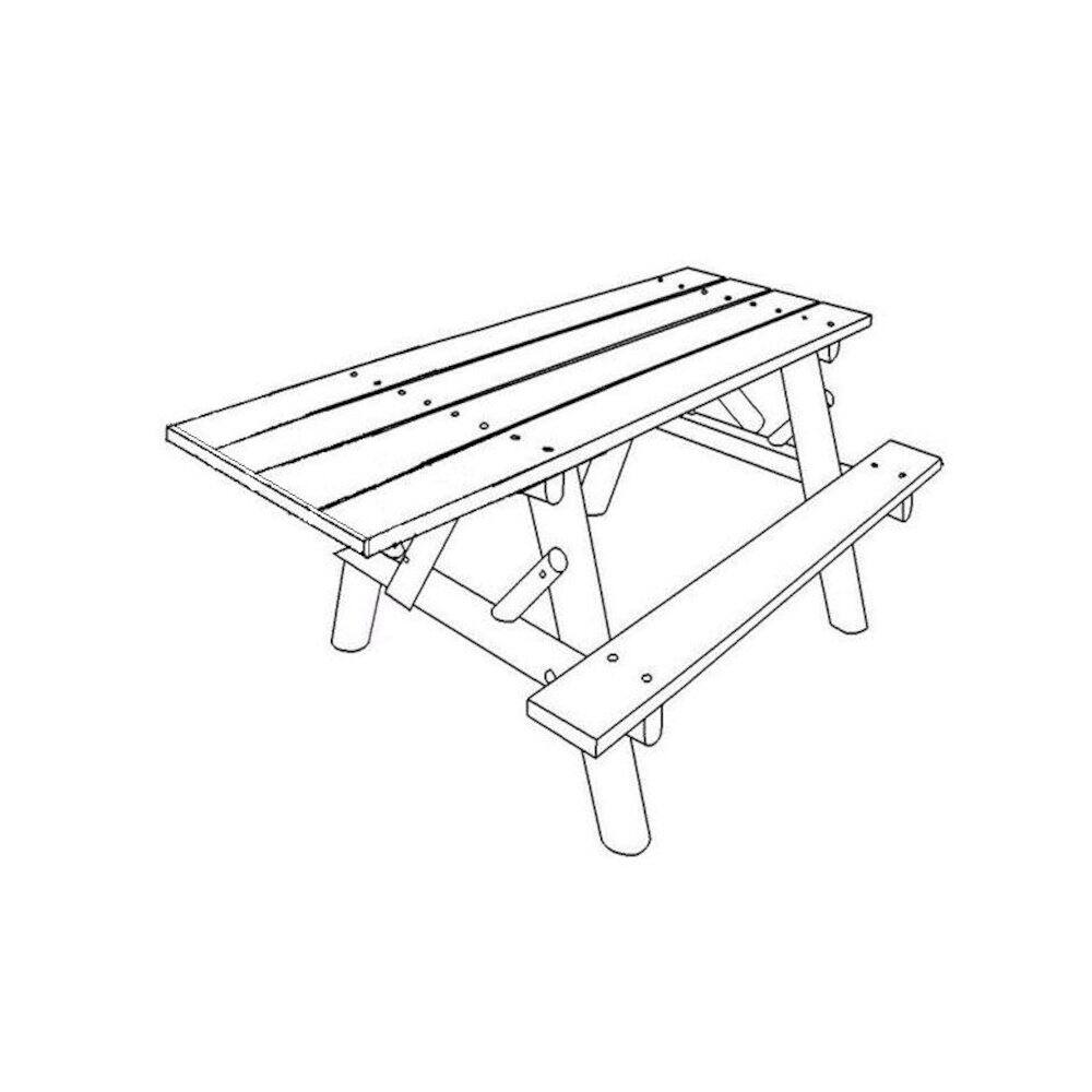 Alt View 1. Contoured Comfort - 6' ADA Log Picnic Table  Attached Benches - Brown.