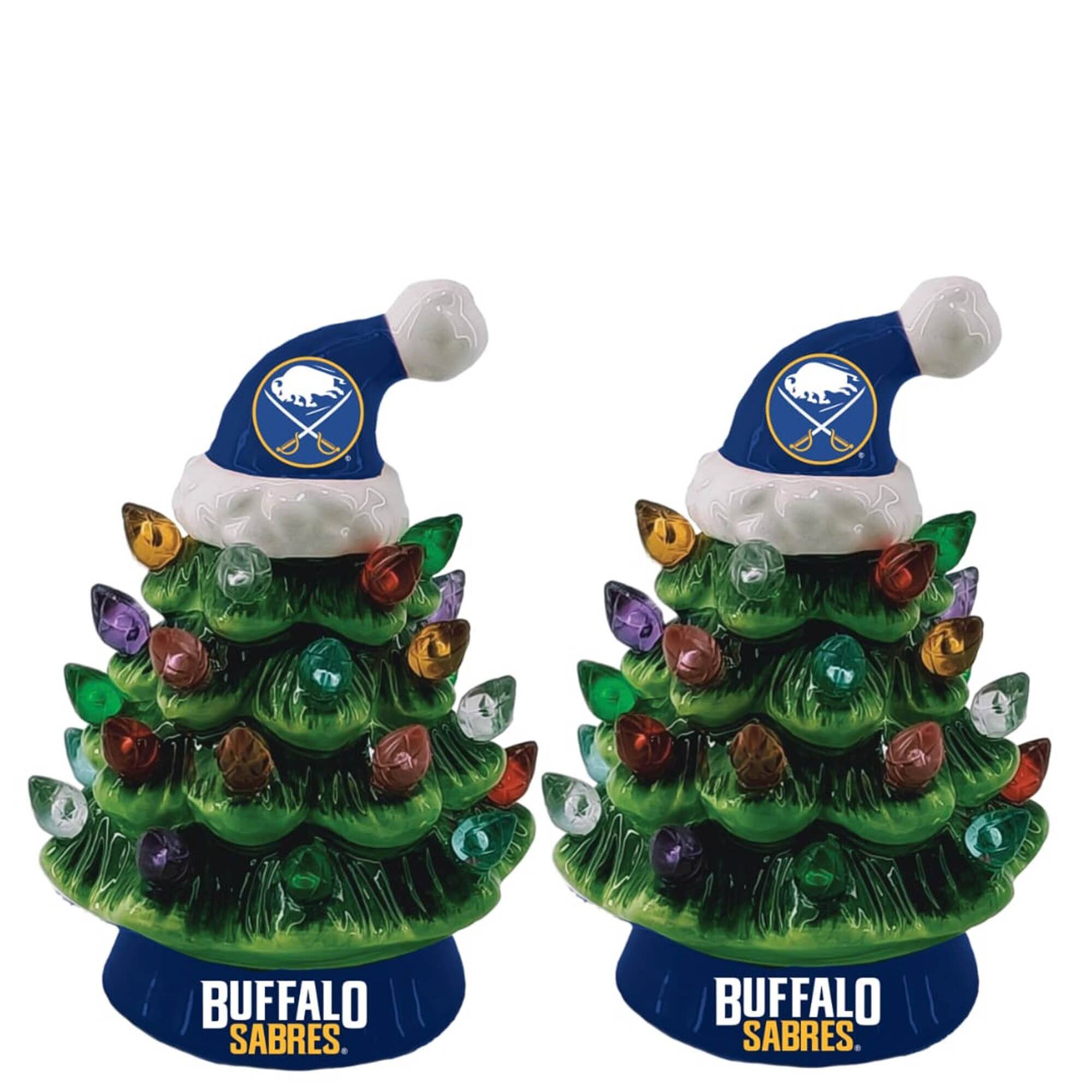 Evergreen Enterprises - Buffalo Sabres 2-Pack 4" Ceramic LED Christmas Tree Set - Multicolor