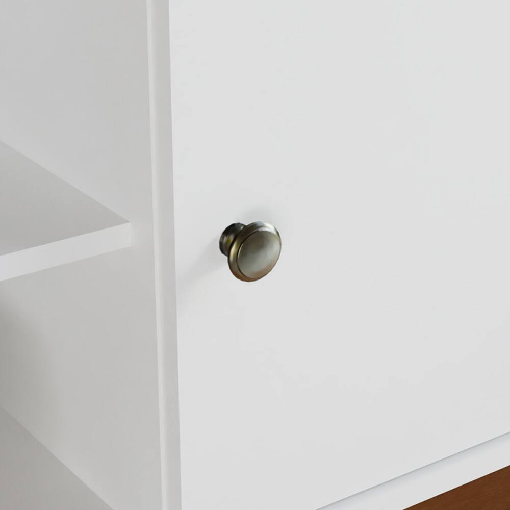 Alt View 2. Madesa - Madesa TV Stand Mid-Century Console with 2 Doors and 2 Shelves and Metal Knobs 59"L Media Storage - White - White.