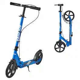 VEVOR - Kick Scooter for Kids Ages 8+, Teens & Adults, 2-Wheel Toddler Scooter with Height Adjustable Handlebar - Black + Blue
