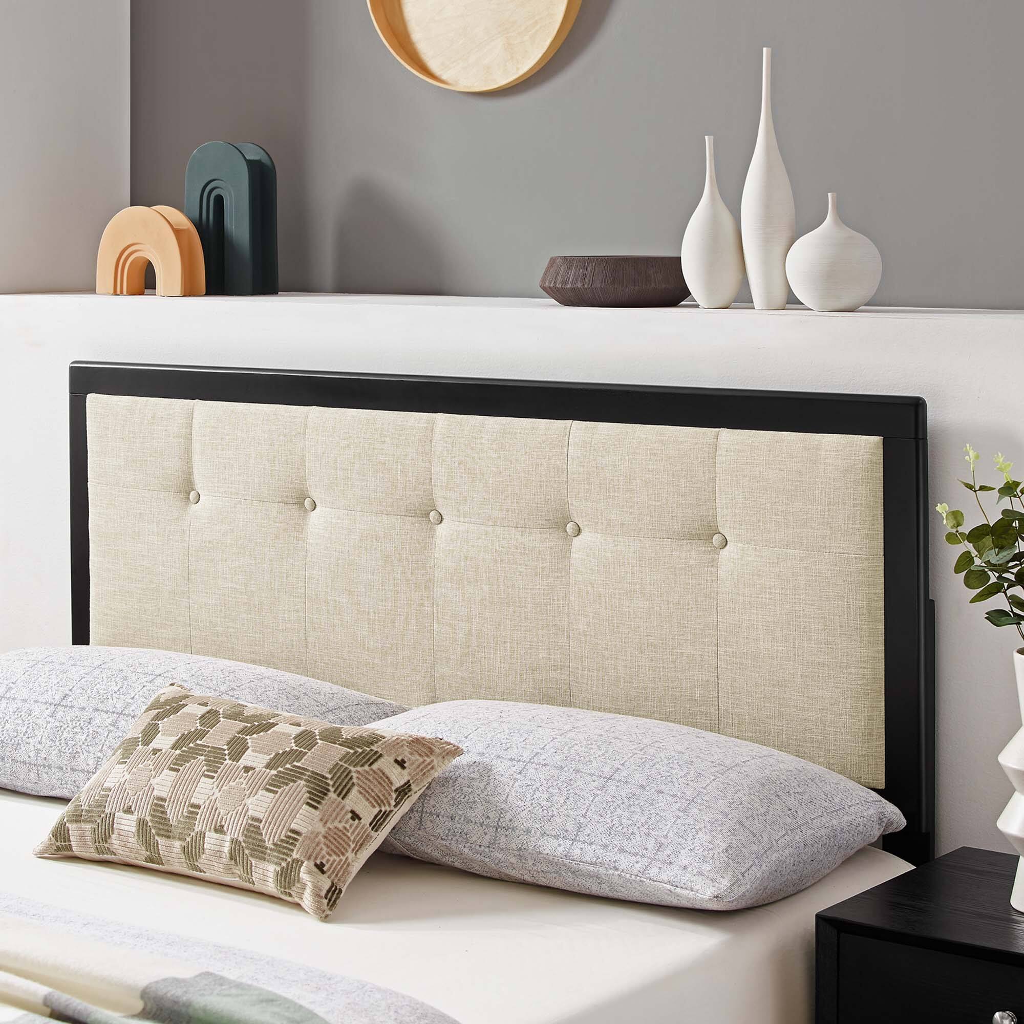 Alt View 2. Modway - Draper Tufted Fabric and Wood King Headboard by Modway - Brown.