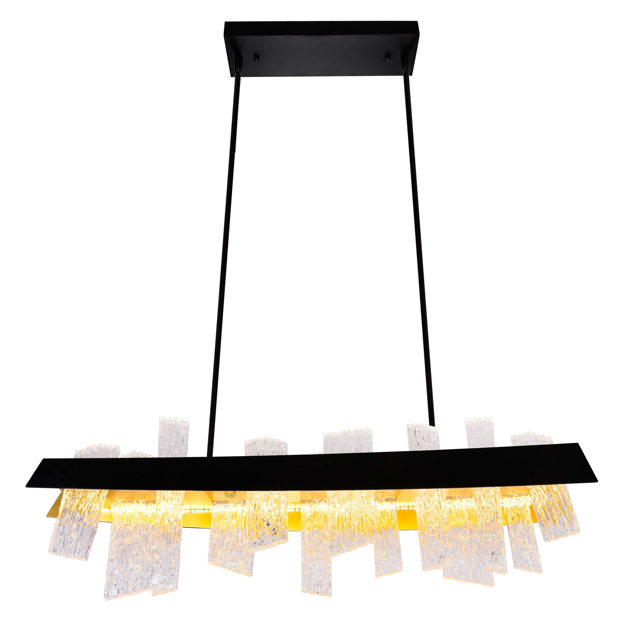 Angle. CWI Lighting - Guadiana 39 in LED Black Chandelier - Black & Satin Gold.
