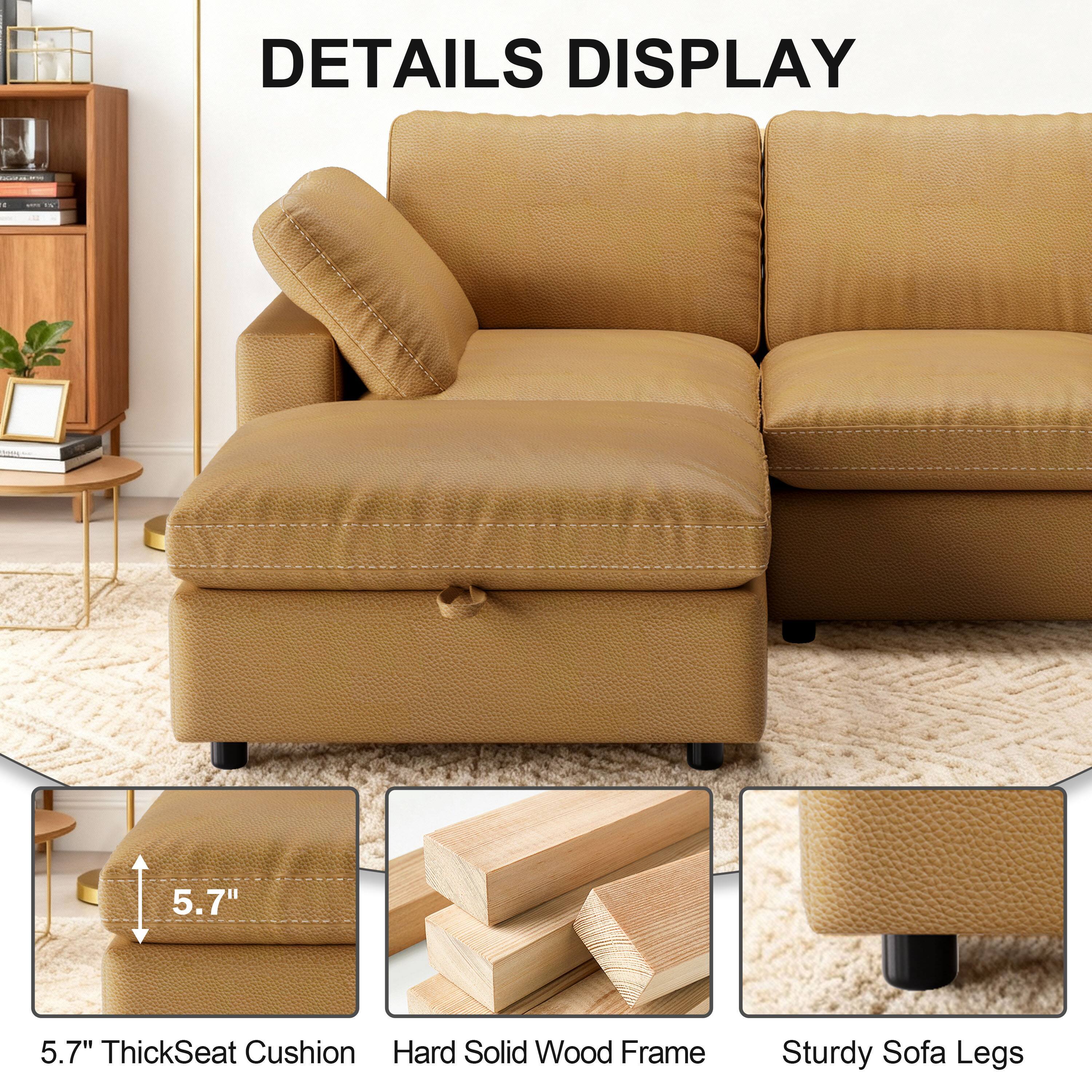 DETAILS DISPLAY

5.7" Thick Seat Cushion
Hard Solid Wood Frame
Sturdy Sofa Legs