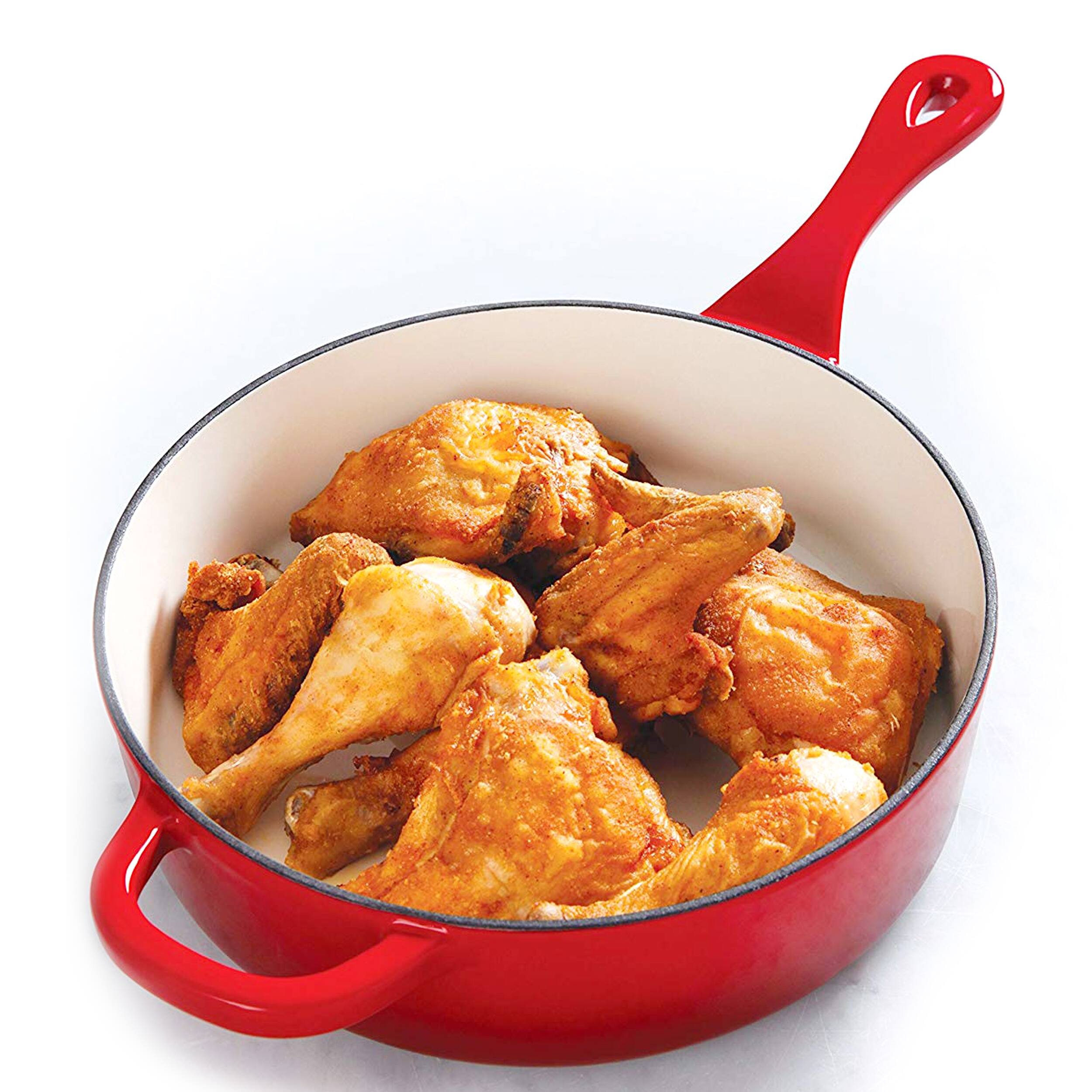 Alt View 5. Crock-Pot - Crock-Pot Artisan 12 Inch Enameled Cast Iron Skillet in Scarlet Red - Red.