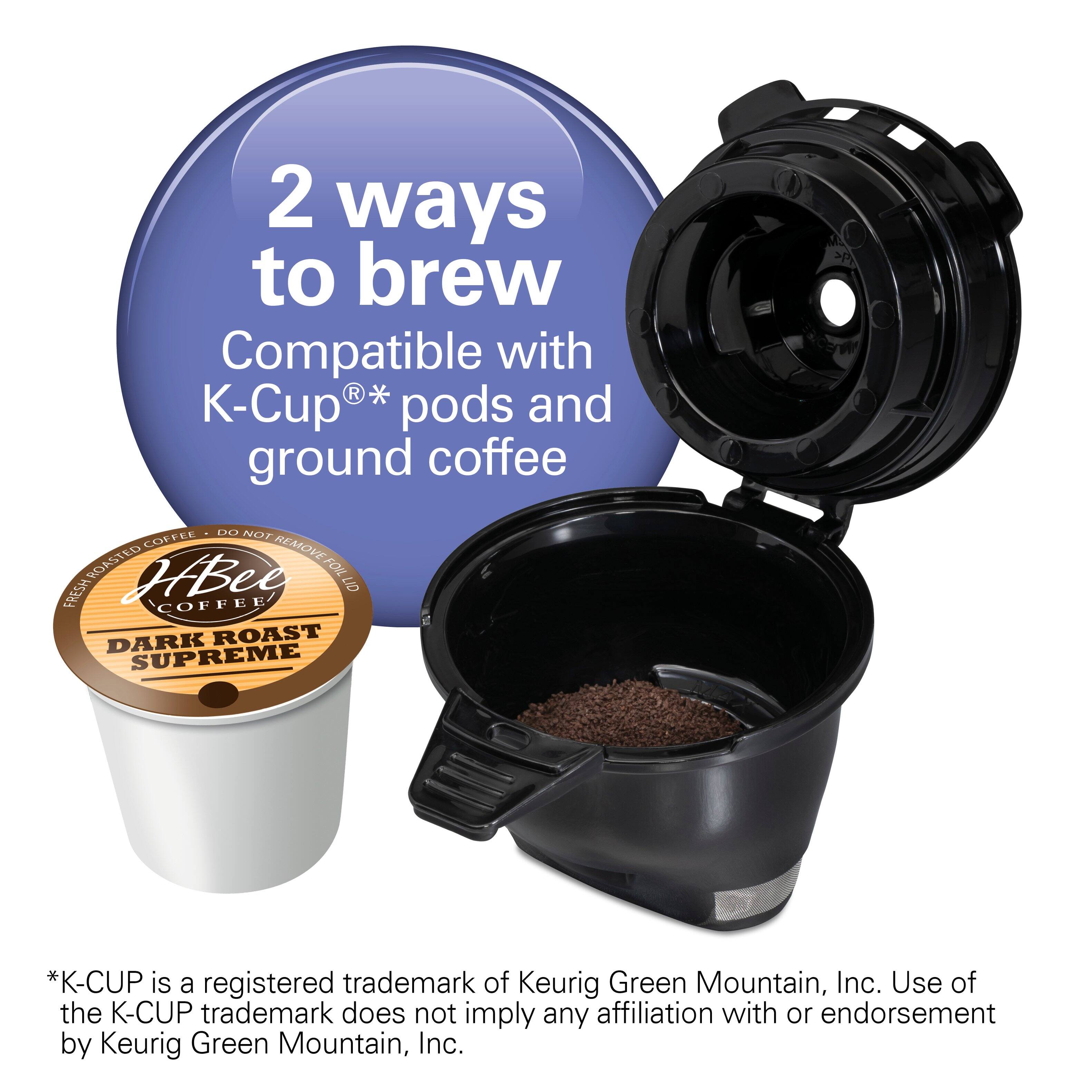 2 ways to brew  
Compatible with R K-Cup+ pods and ground coffee  
DO NOT REMOVE ROASTED HBee FOIL LID  
FRESH COFFEE DARK ROAST SUPREME  

*K-CUP is a registered trademark of Keurig Green Mountain, Inc. Use of the K-CUP trademark does not imply any affiliation with or endorsement by Keurig Green Mountain, Inc.