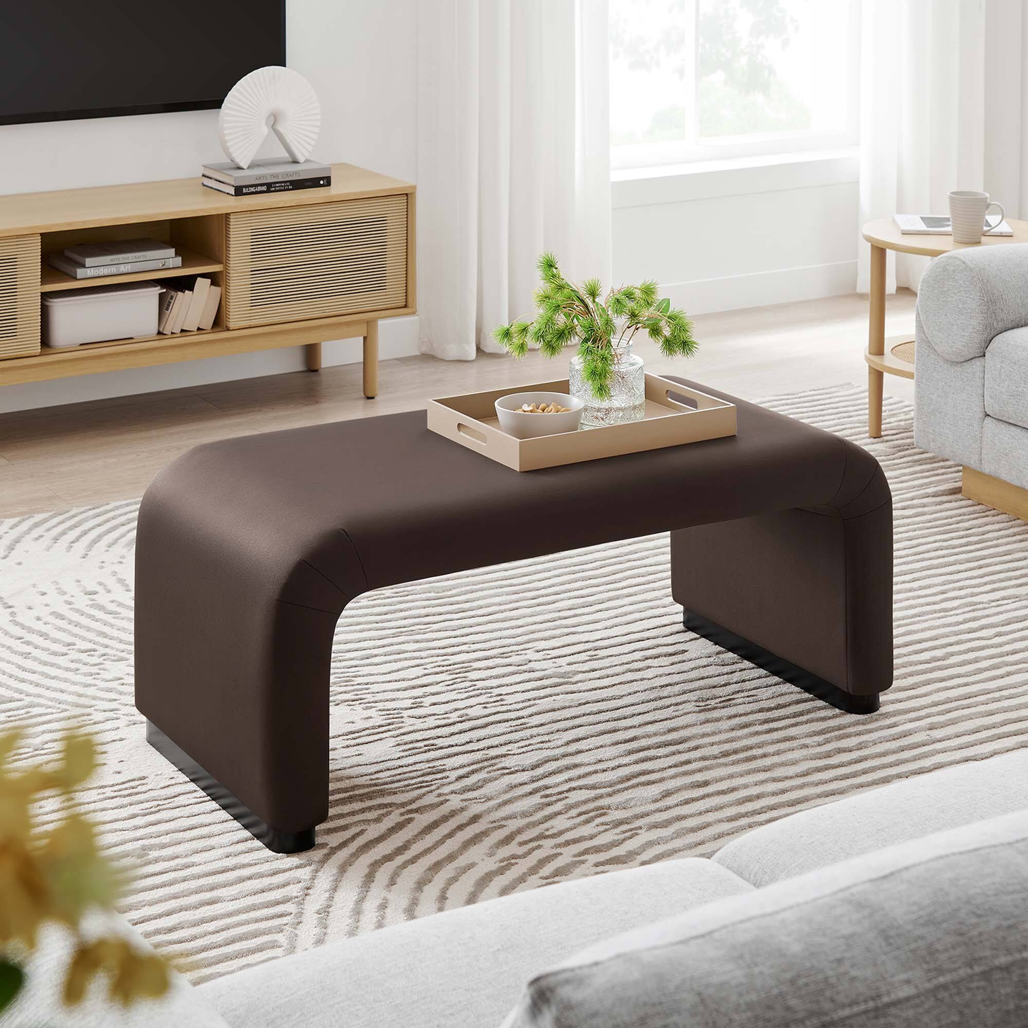Alt View 2. Modway - Koda Performance Velvet Waterfall Ottoman by Modway - Black Chocolate Brown.