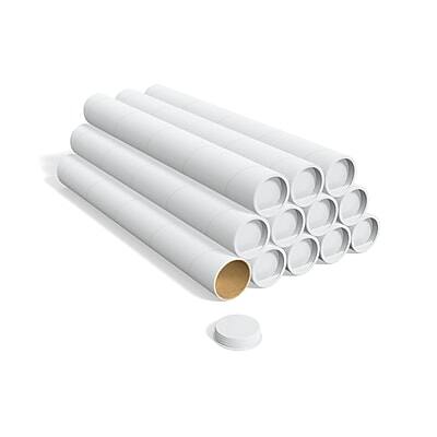 Front. Staples - 3" x 24" Mailing Tube with Caps, 12/Box - White.