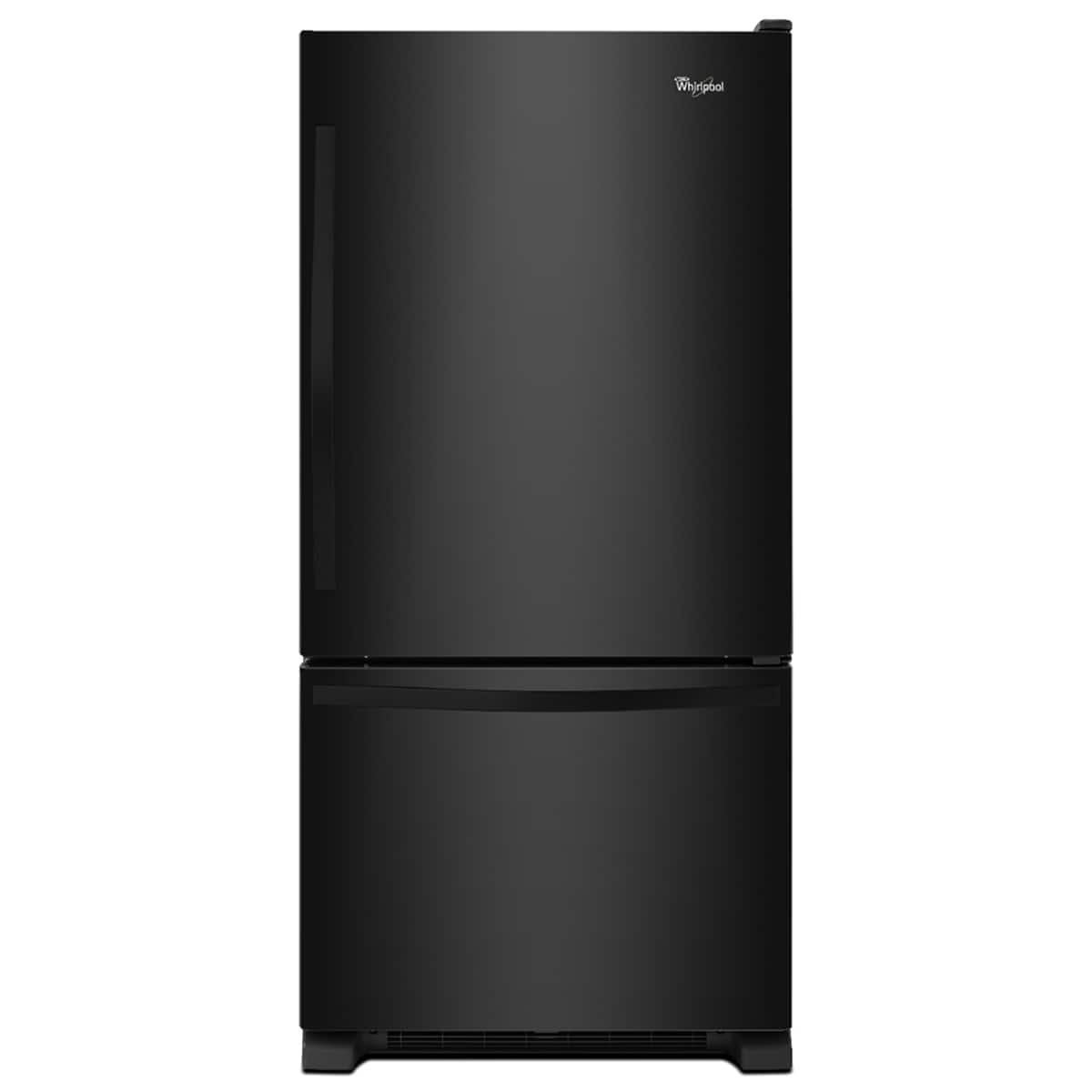 Front. Whirlpool - Whirlpool - 33-inches wide Bottom-Freezer Refrigerator with SpillGuard™ Glass Shelves - 22 cu. ft .- Black-on-Black - Black-on-Black.