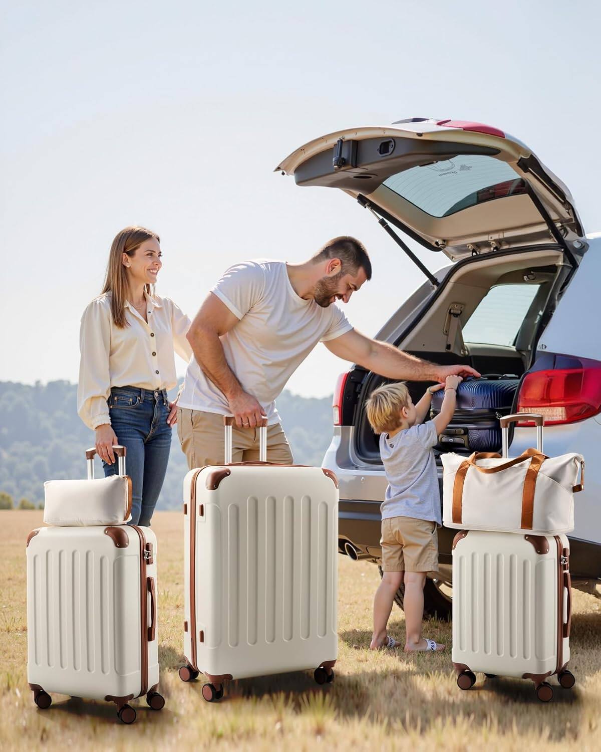 Angle. LUGGEX - LUGGEX Luggage Sets 5 Piece, Hardside Suitcase with Wheels, TSA Approved - ACV - Black.