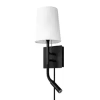 Globe Electric - 1-Light Plug-In or Hardwired Wall Sconce with Reading Light, USB-A Port, USB-C Port, LED Integrated Reading Light - Matte Black - Front_Zoom
