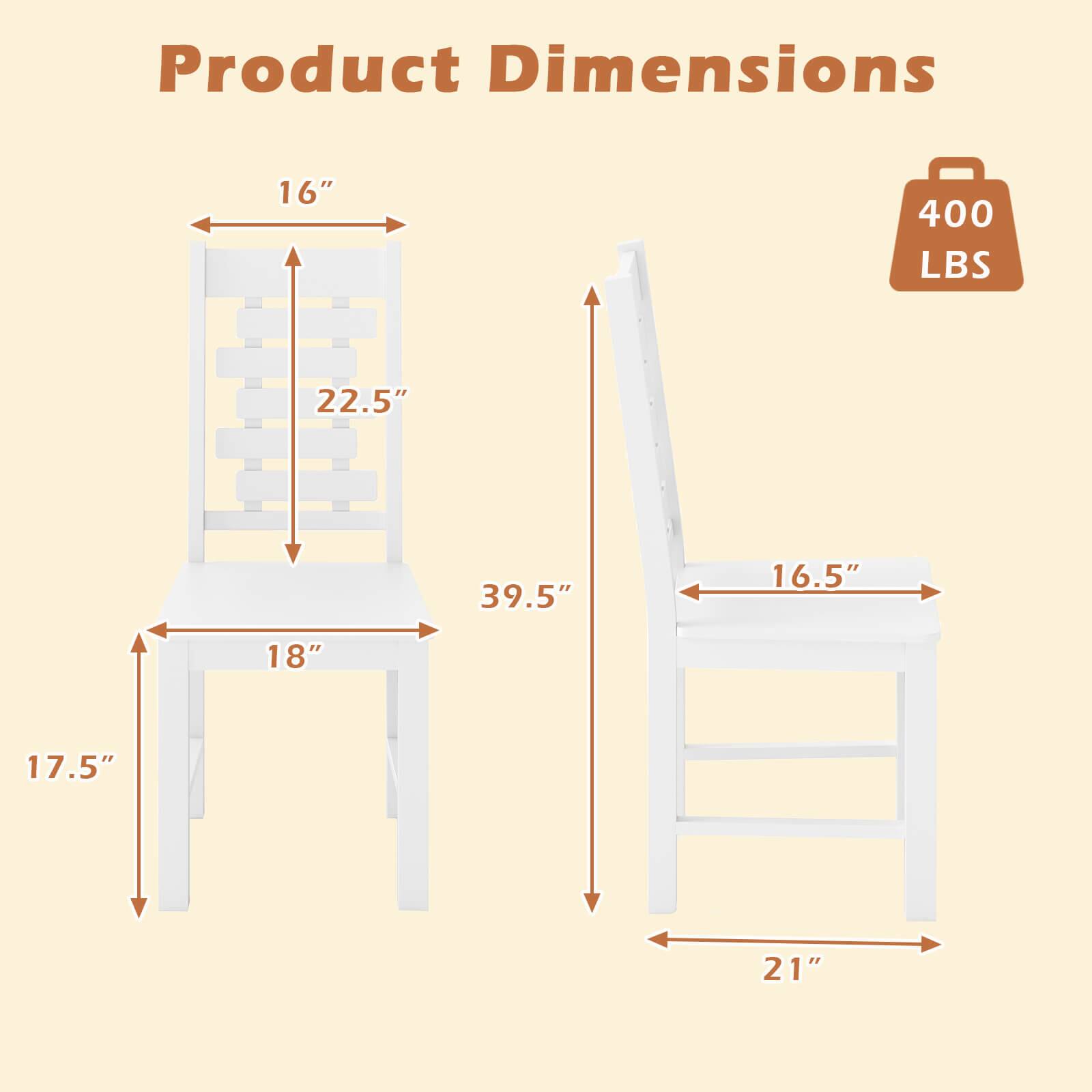 Product Dimensions

- 16" (width)
- 22.5" (height)
- 18" (depth)
- 17.5" (leg height)
- 39.5" (overall height)
- 16.5" (seat width)
- 21" (seat depth)

400 LBS (weight capacity)