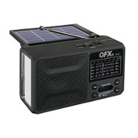 QFX - Portable Solar Rechargeable 6-Band Radio with Bluetooth and Flashlight and AM/FM/SW - Black - Front_Zoom
