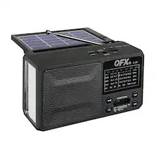 Front. QFX - Portable Solar Rechargeable 6-Band Radio with Bluetooth and Flashlight and AM/FM/SW - Black.