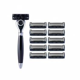 Dazzed Corner - 7-Blade Razor System, Pivoting Head, 9-Pack (1 Handle + 9 Cartridges) - Black