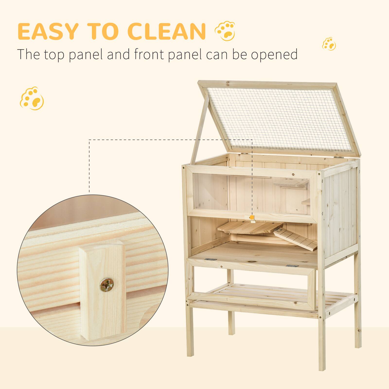 EASY TO CLEAN  
The top panel and front panel can be opened