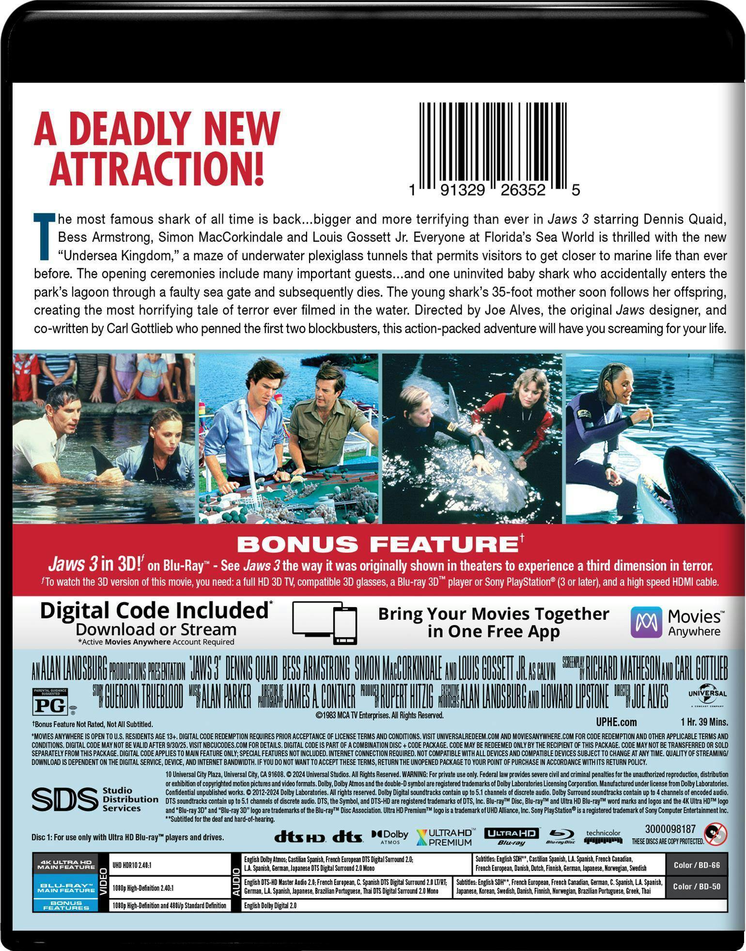 Back. Jaws 3   - 4K Blu-Ray.